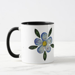 Taza Design de Flor Pixelada com Folhas Esverdeadas