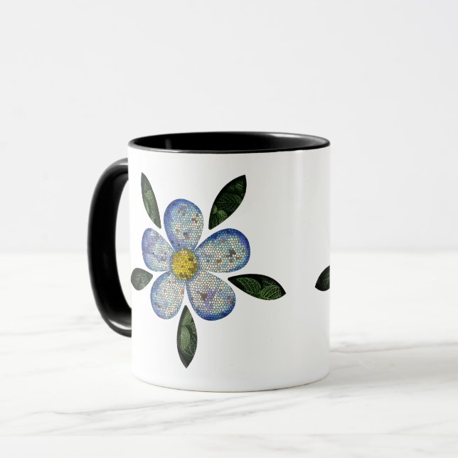 Taza Design de Flor Pixelada com Folhas Esverdeadas (Anverso izquierdo)
