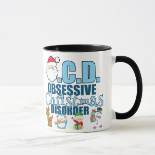 Taza Desorden obsesivo del navidad (azul)