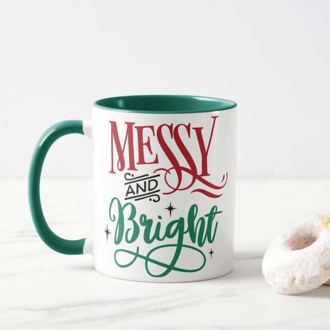 Taza Desordenado y brillante | Divertido Navidades fest (Con donut)