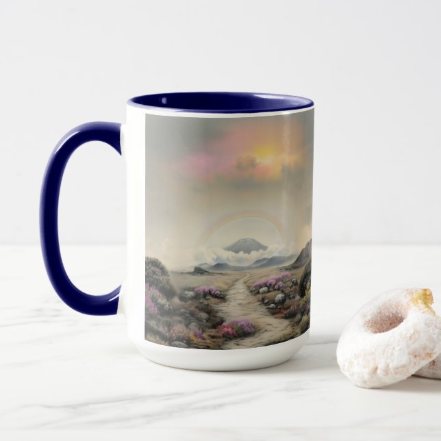 Taza Después de la lluvia (arte paisajístico de acuarel (Con donut)