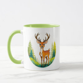 Taza Dessin d'un cerf tout mignon dans la forêt.