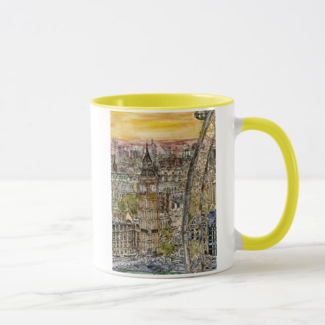 Taza Destinos | acuarela Big Ben y London Eye (Derecha)