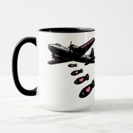 Taza Detalles de bombardero rosa de amor estratégico