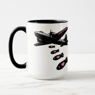 Taza Detalles de bombardero rosa de amor estratégico