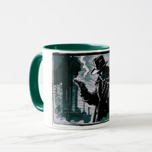 Taza Detective urbano de ciudad gris estilo vintage de 