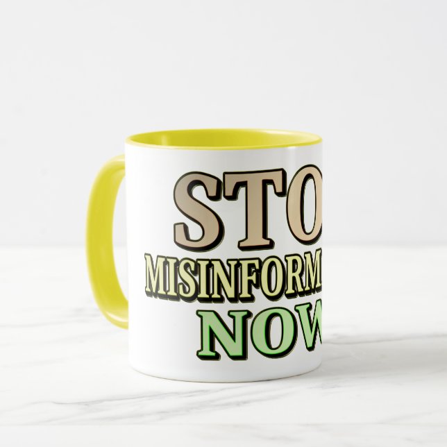 Taza "DETENER LA FALTA DE INFORMACIÓN" Diseño Cuto. ¡Ha (Anverso izquierdo)