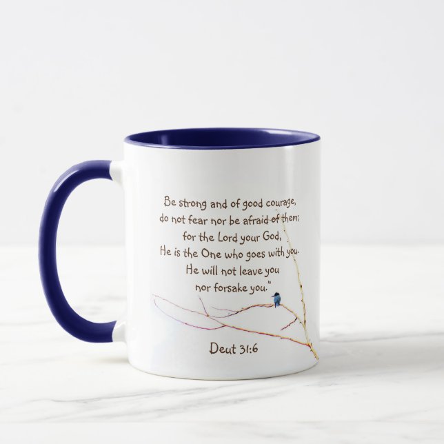Taza Deut 31:6 No estás sola Biblia Kingfisher Bird (Izquierda)