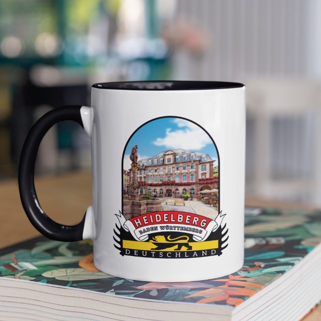 Taza Deutschland Heidelberg Vintage souvenir (Heidelberg: Gelb-Schwarze Romantik auf Vintage-Tassen eingefangen.)