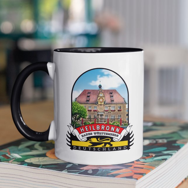 Taza Deutschland Heilbronn Vintage souvenir (Heilbronn: Gelb-Schwarze Historie auf Vintage-Tassen wiedergeboren.)