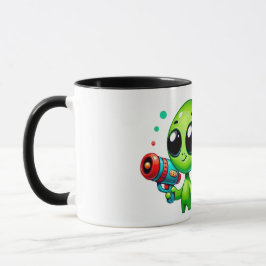 Taza Deux aliens mignons avec des pistolets.