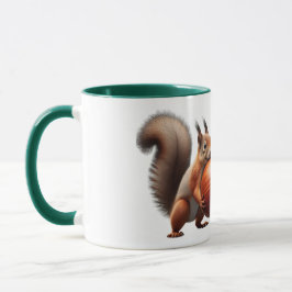 Taza Deux écureuils se croisent avec leurs noisettes.