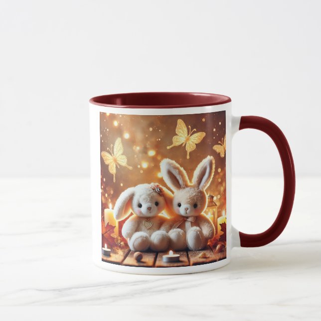 Taza Deux lapins en peluche adorables. (Derecha)