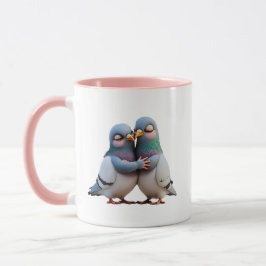 Taza Deux pigeons en couple très amoureux.