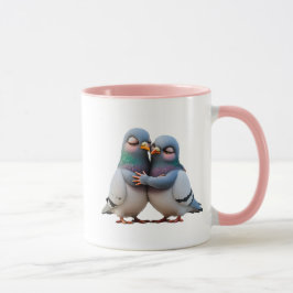 Taza Deux pigeons en couple très amoureux.