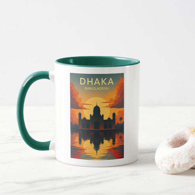 Taza Dhaka Mausoleum Sunset – Digital Art Design Poster (Con donut)