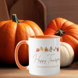 Taza Día de Acción de Gracias Feliz y Lindo Hojas Perso