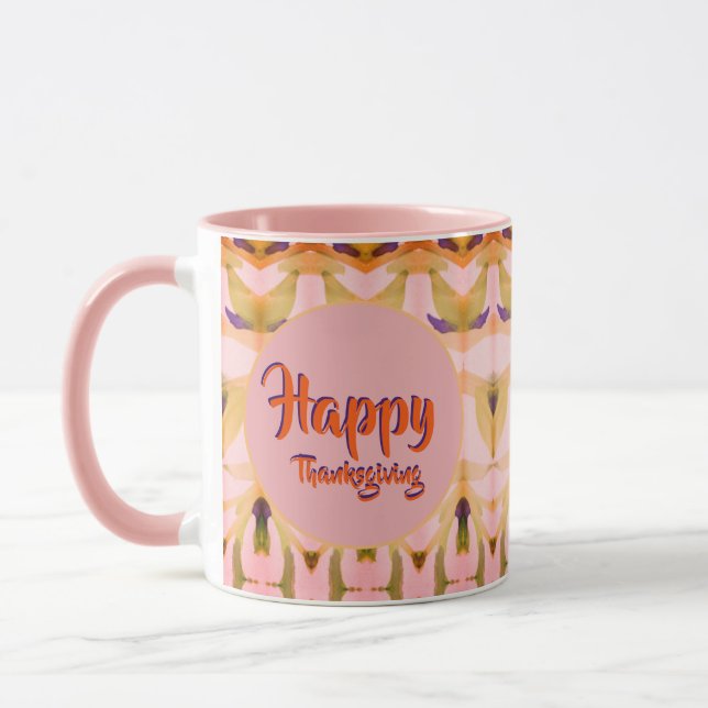 Taza Día de Acción de Gracias Rosa Feliz (Izquierda)