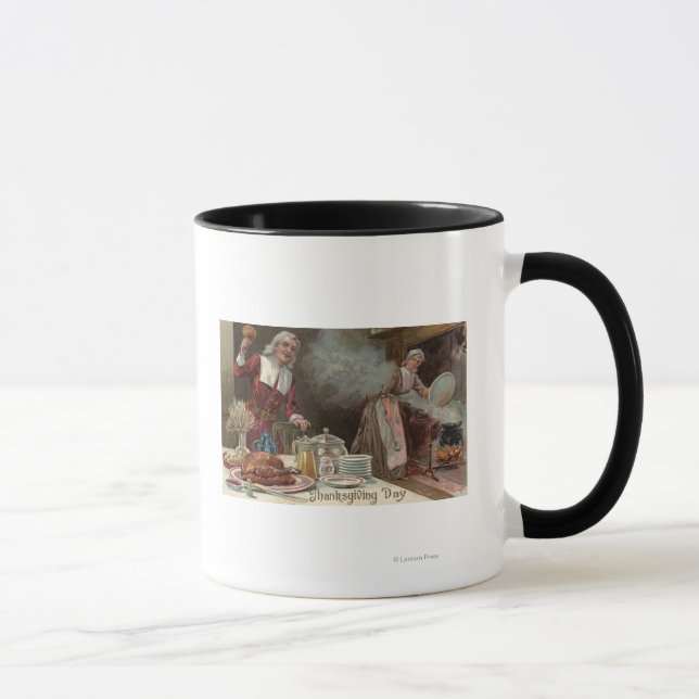 Taza Día de Acción de GraciasEscena de peregrinos (Derecha)