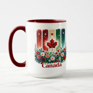 Taza Día de Canadá floral Lindo canadiense