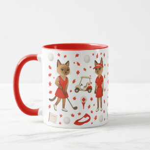 Taza Día de Canadá temática para golfistas que aman gat