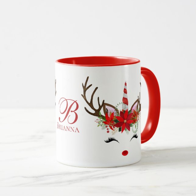 Taza Día de fiesta del navidad - rojo de los ciervos (Anverso derecho)