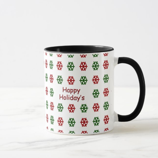 Taza Día de fiesta feliz con un modelo del copo de (Derecha)