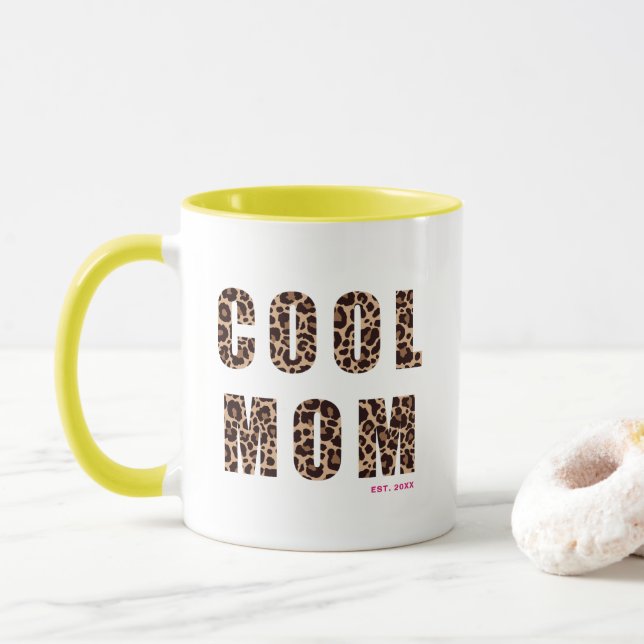 Taza Día de la Madre Año de impresión de leopardo de Gu (Con donut)