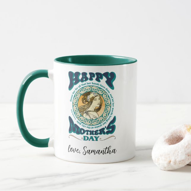 Taza Día de la Madre con un toque cristiano personaliza (Con donut)