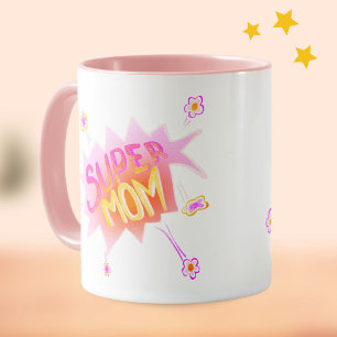 Taza Día de la madre: el cómico de las flores rosadas "