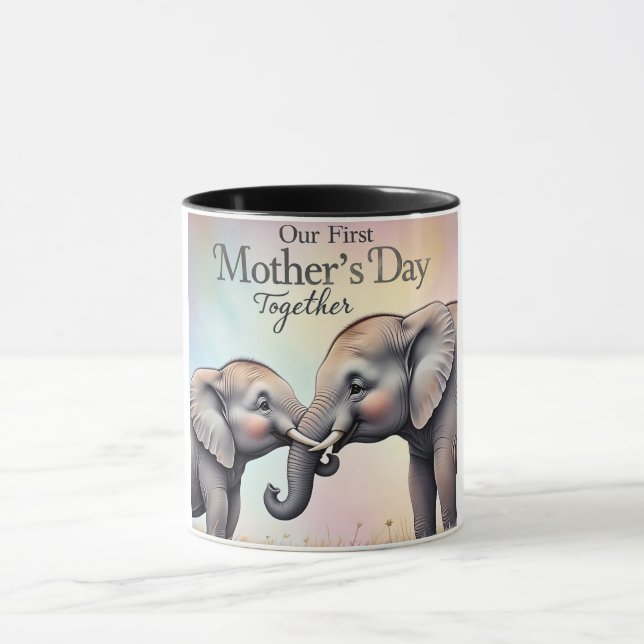 Taza Día de la Madre Elefante Primero Día de la Madre J (Centro)