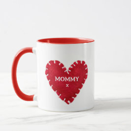 Taza Día de la Madre Rojo Felt Heart Red Handled