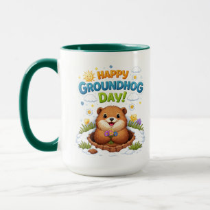 Taza Día de la Marmota genial Marmota Febrero diverti