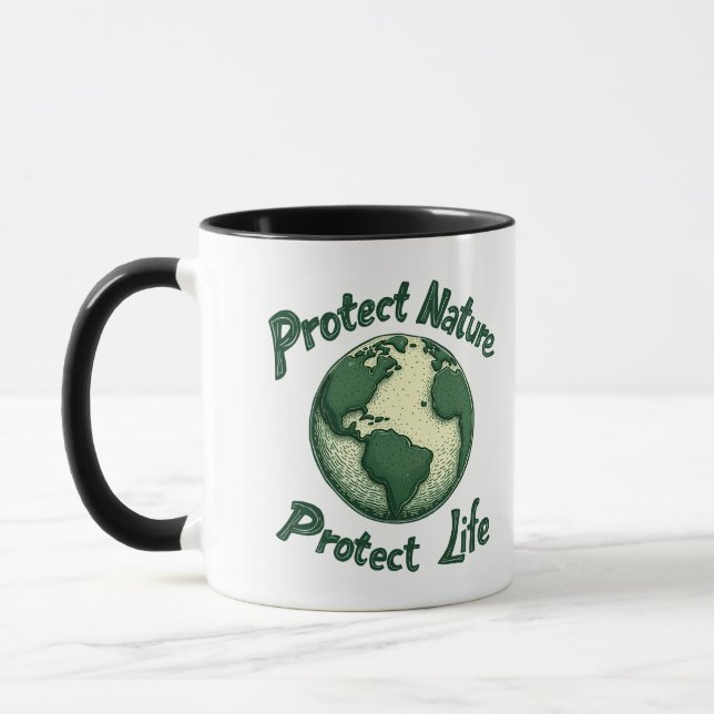 Taza Día de la Tierra Retro - Proteger la Naturaleza, P (Izquierda)