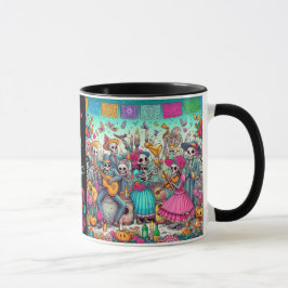 Taza Dia de los Muertos Añadir nombre Skull Sky Black I