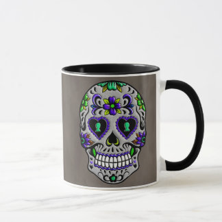 Taza Día de moda retro del cráneo muerto del azúcar