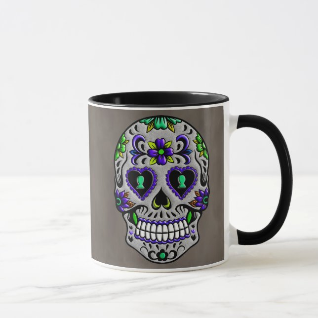 Taza Día de moda retro del cráneo muerto del azúcar (Derecha)