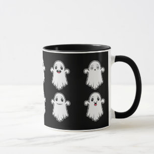 Taza Día de Muertos con fantasmas de diferentes expresi