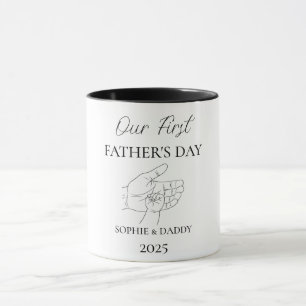 Taza Día de nuestro primer padre   Nombre del bebé, pap