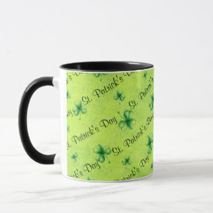 Taza Día de San Patricio Acuarela Trébol en verde