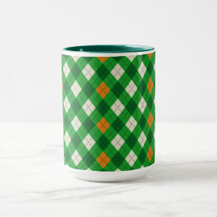 Taza Día de San Patricio argyle de colores irlandeses
