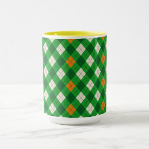 Taza Día de San Patricio argyle de colores irlandeses