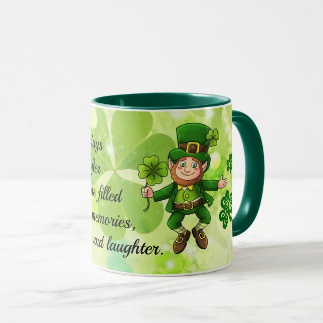 Taza Día de San Patricio Felicidad y risas café Mug (Anverso derecho)