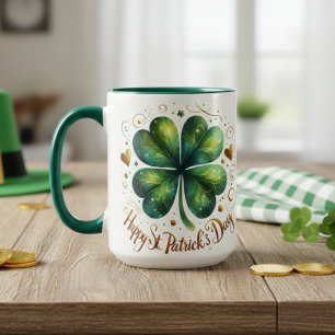 Taza Día de San Patricio y Verde Atrapado con cuatro ho