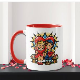 Taza Día de San Valentín Arte Pop Retro Personalizado