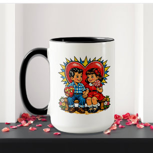 Taza Día de San Valentín Arte Pop Retro Personalizado