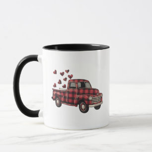 Taza Día de San Valentín Camión Divertido Plaid Búfalo