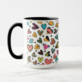 Taza Día de San Valentín corazones lindos coloridos