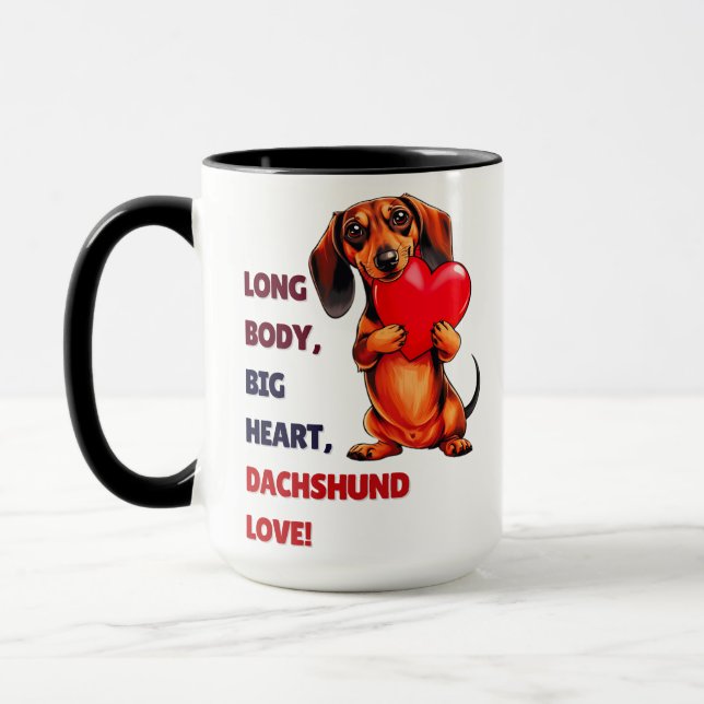 Taza Día de San Valentín Cute Dachshund  Heart Lover Do (Izquierda)