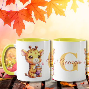 Taza Día de San Valentín Cute Giraffe Love Boba